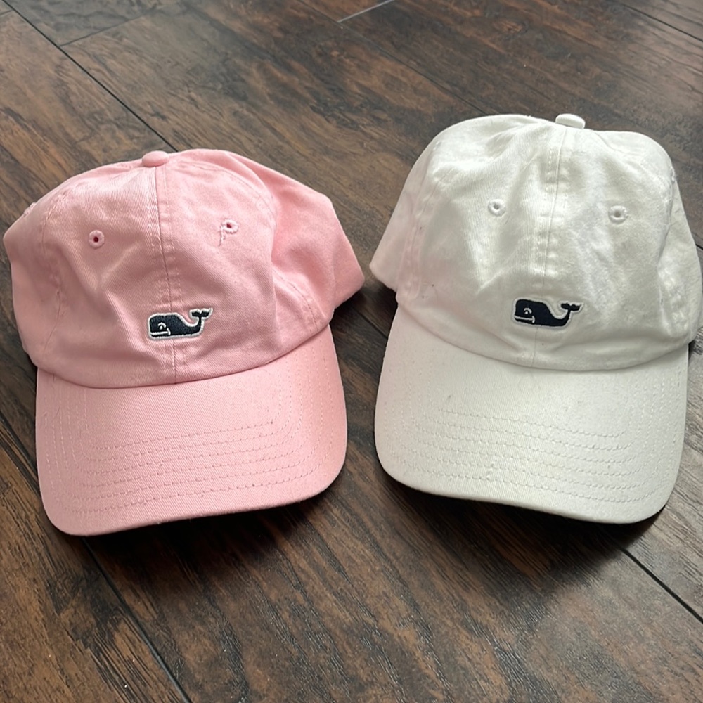 pink and white vineyard vines hats